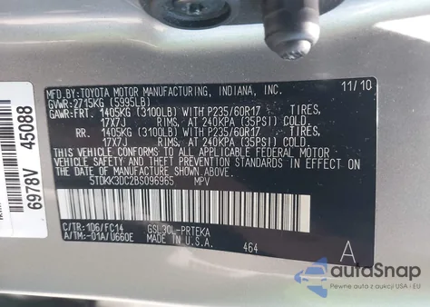 2011 Toyota Sienna Le V6 from USA, damaged, VIN 5TDKK3DC2BS096965